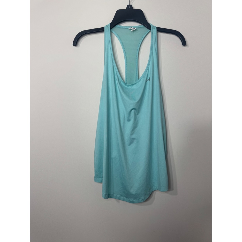 Under Armour HeatGear Women Light Blue Mesh Racerback Loose Fit Tank Top Large